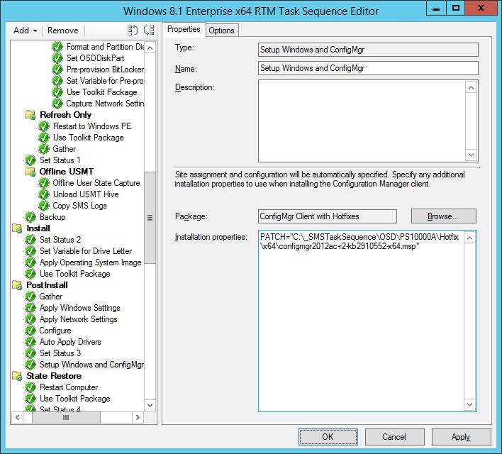 The PATCH property configured. 8. In the PostInstall group, disable the Auto Apply Drivers action.