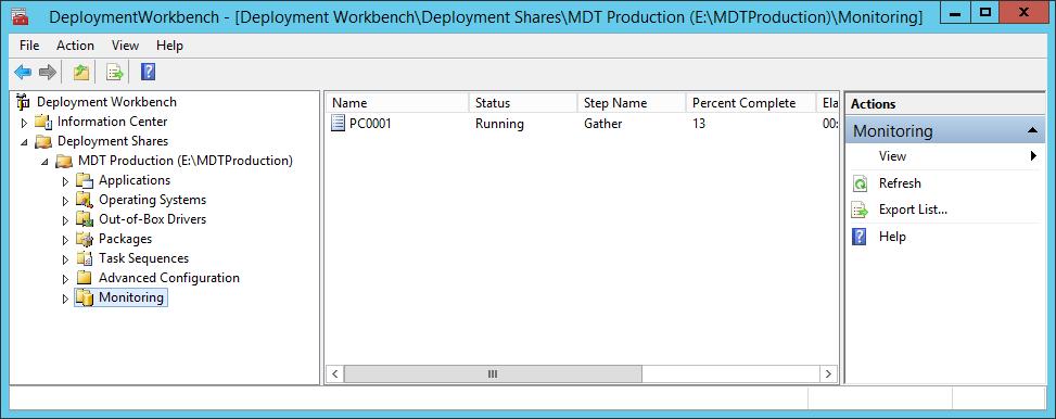 Monitor the ConfigMgr 2012 R2 deployment When integrated with MDT 2013, the monitoring feature allow you track your deployments in real-time.