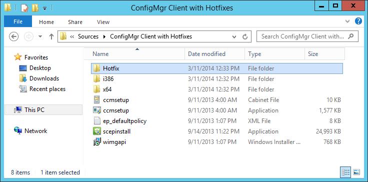 Create a new ConfigMgr Client package In this task, you create a new ConfigMgr Client package that includes the client hotfixes from KB 2910552.