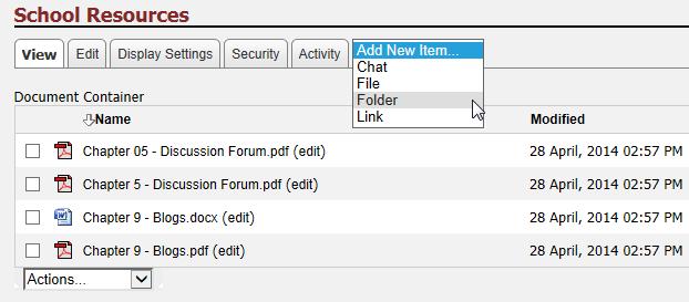 IV. Creating File Folders Step 1 Click the Add New Item dropdown menu and select Folder.