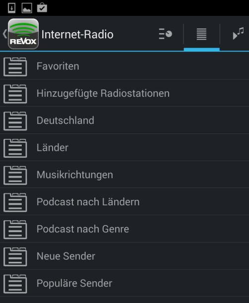 Internet Radio If you select the Internet Radio source, you will see the Internet Radio Service selection options as described in the Revox Joy Operating manual.