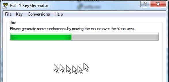 While the key is generating, move the cursor repeatedly over the