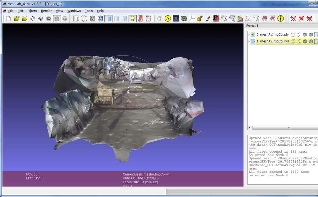 3D-reconstruction points *VisualSFM+CMPMVS: