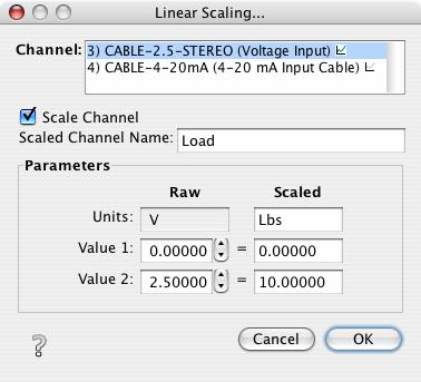 Chapter 5: Special functions To set up scaling for an external channel: 1. Attach the logger and access the Launch window. 2.