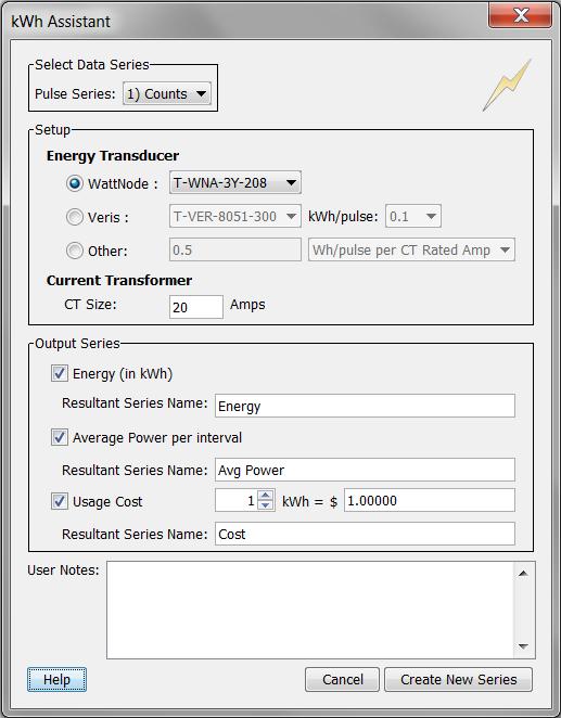 3. In the Setup panel, select the Energy Transducer that was used, and choose the model number from the drop-down list.