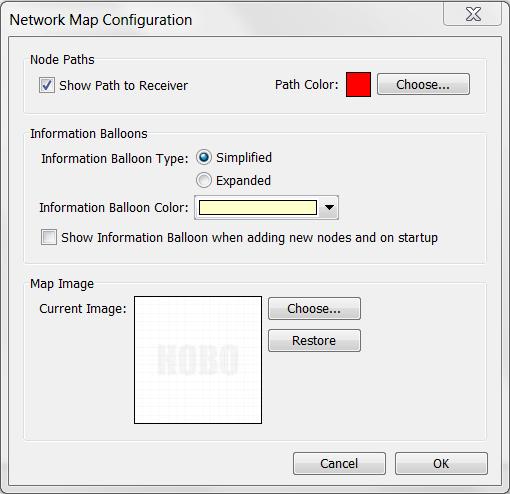 Check the Map box for a node to add it to the map. 4. Move the icon to the location of the device and click the left mouse button. 5. Repeat steps 3 and 4 for each node you want to add to the map.