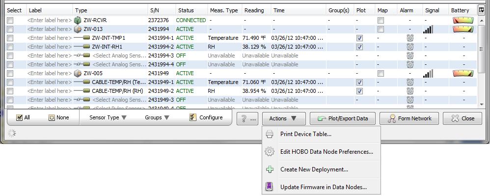 After a data node has been updated, it may to take one or two connection intervals before new data is displayed in HOBOnode Manager.