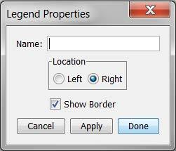 3. Set the location to either the left or right of the plot. 4. Select the Show Border checkbox to have a box around the legend. Deselect this if you do not want the box around the legend. 5.