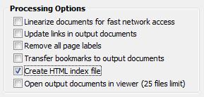 Creating Index Files It is often desired to automatically generate a separate text or HTML file that lists every output document.