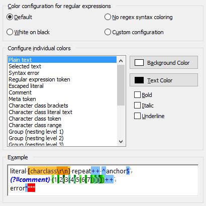 255 38. Color Configuration In the Preferences screen, you can configure the colors used by all edit boxes in PowerGREP to your own taste and eyesight.