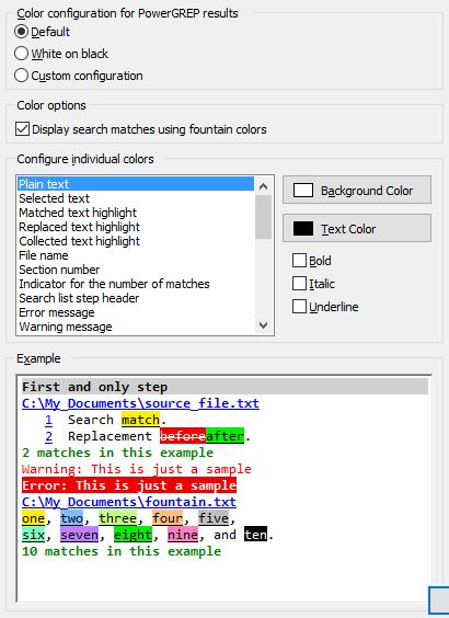 256 Results Colors In the Results Colors section, you can configure the colors used to display the results.