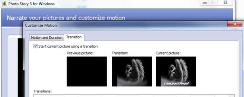 transitions between each slide.