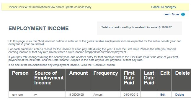 Use the left navigation panel on the Income Introduction page to select the type of income or income deduction to modify.