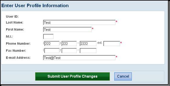 A confirmation message and your profile information will be displayed.