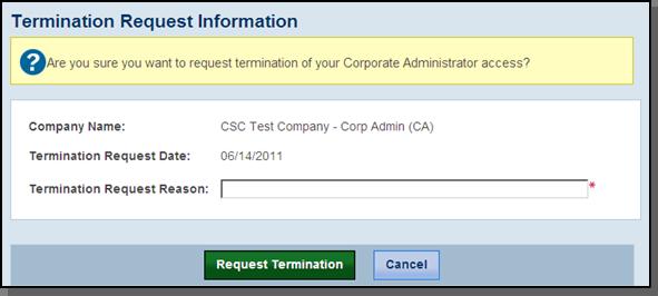 If a corporate administrator needs to close certain or all verification locations see Section 2.6. A program administrator at the verification location can also make the request to close the account.