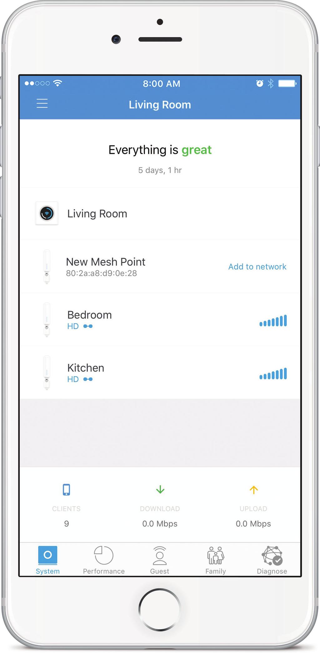 AmpliFi User Guide Connecting to an AmpliFi Router 1. If your AmpliFi Router is already up and running, once you launch the app the new MeshPoint should be displayed. Tap Add to Network.
