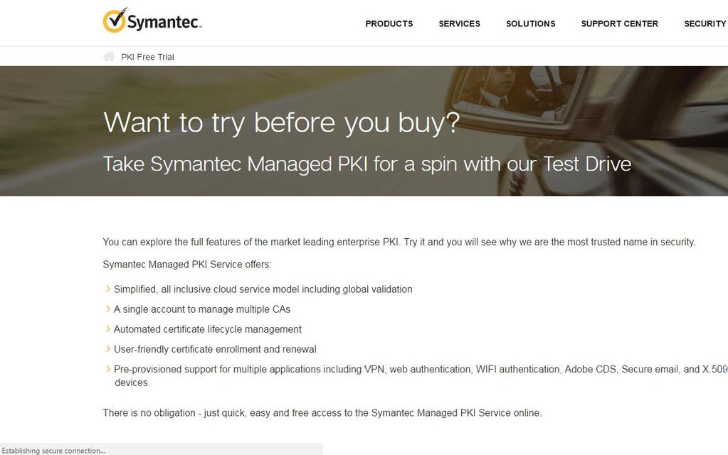 Setting Up the Symantec PKI Service Registration User can click a URL for registration