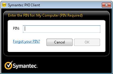 Enter PIN in the PKI client application