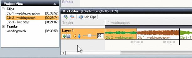 To do this, first click on the clip in the Mix Editor to select it, then zoom in on it in the Clip Editor using the magnifying glass.