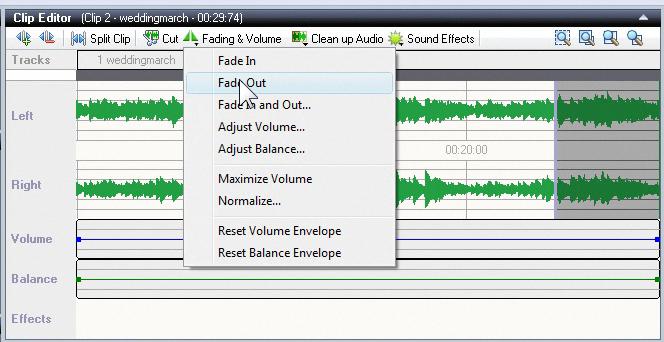 6. Add fade-outs. Now let s fade out each clip, to smooth out the abrupt endings resulting from cropping our tracks.