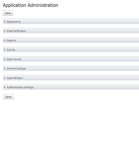 Application Administration: To access this area of the application,
