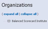 Building the Organizations: If you have not defined any organizations when you navigate to the Balanced Scorecard section, you will see: You can then click on the link Create Root Organization: When