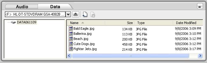 both audio and data files to your disc. To add data/audio files, click Data/Audio in Disc Layout Window.