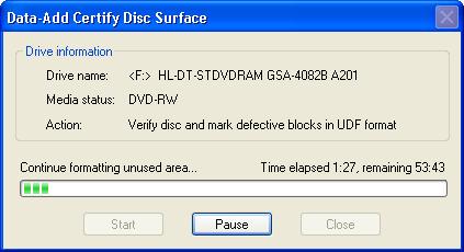 50 ULEAD BURN.NOW USER GUIDE Full format - Completely formats a disc using the selected UDF file system, and writes new tracks and sectors onto the disc.