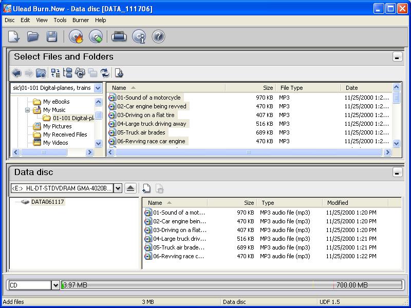 ULEAD BURN.NOW USER GUIDE 9 Main Window The Main Window is where you add and organize the data to burn to disc.