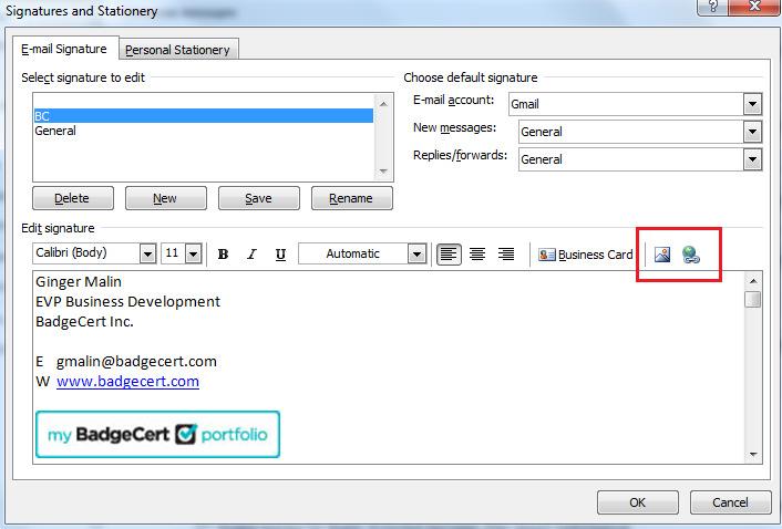1. To include your BadgeCert image in your Outlook email signature, right-click on the badge image you wish to share in your portfolio shown in Figure 1 and then click Save picture as.