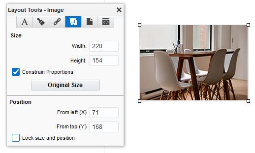 If you want to maintain the ratio of width versus height for an image, select the Constrain Proportions check box.