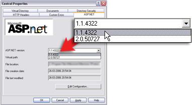 Example only; content on your computer may be different 5. In the resulting menu, select Properties. This will open the Central Properties dialog. 6. In the Central Properties dialog, select the ASP.