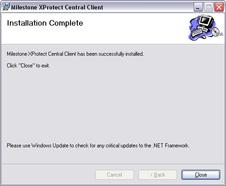 installation: 6. When installation is complete, click the Close button on the wizard s final page: 7.
