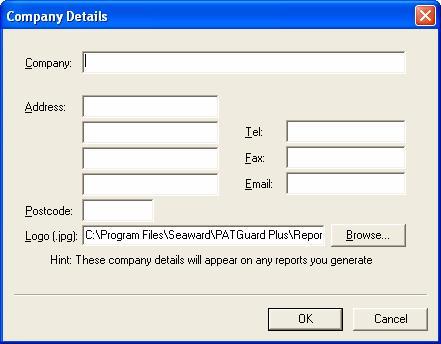 Company Details From the Tools menu select Company Details Figure 6: Company Details data entry form Enter the name and address of your company or organisation these details will be printed on some