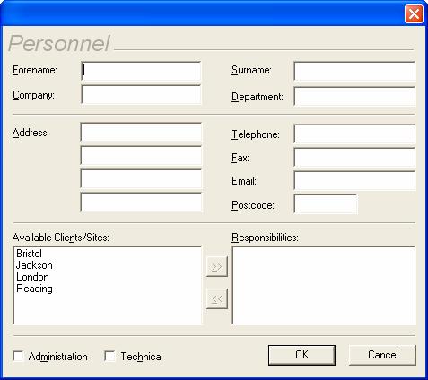 Personnel At the bottom of the main screen are three tabs: Personnel, Test Instruments and Reports. Select the Personnel tab. Items on this tab are context related.