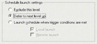 Figure 30: Lower level Auto Scheduler window These windows show the default settings i.e. no Auto Schedules set. All levels up to the highest level are deferred up.