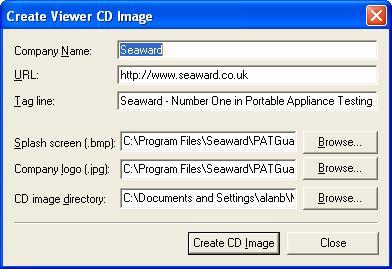 To launch the Create Viewer CD Image dialog box, select the root of the database tree at the upper left side of the Main Window or select an individual Client, then right mouse click to display the
