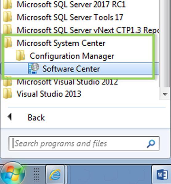 Figure 3 - Windows 10 Install OWC from Software Center Figure 4 - Windows 7 Install