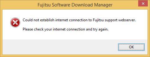 In the event that a problem occurs connecting to the download server, the message Could not