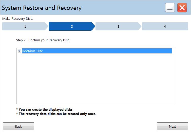 3. In Step 2: Confirm your Recovery Disc, click Next. 4.