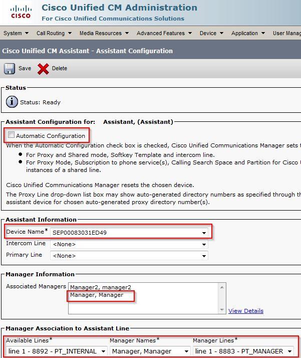 11. Navigate to the Manager phone device page and associate the Manager user here. Step 6. Configure Assistant Enduser 1. Log in to the CUCM Administration web GUI. 2.