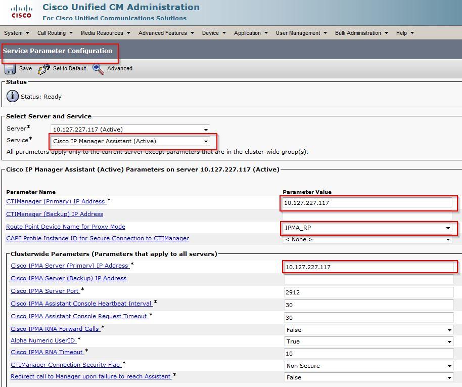 Step 8. Configure IPMA Service Parameter 1. Log in to the CUCM Administration web GUI. 2.