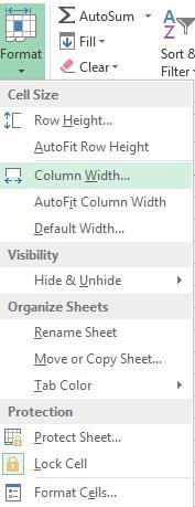 Step 5 Adjust Column Width. Use Column Width to adjust a column width so entire label appears in the cell.