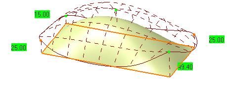 Offset values are displayed at each corner of the surface.