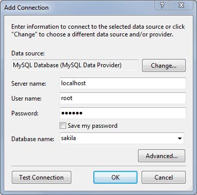 Connect with Server Explorer Figure 4.3 Add Connection Dialog 6. You can also set the port to connect with the MySQL server by clicking Advanced.