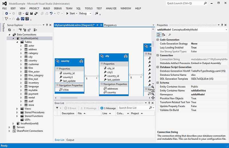 Chapter 11 DDL T4 Template Macro Convert an Entity Framework model to MySQL DDL code. Starting with a blank model, you can develop an entity model in Visual Studio's designer.