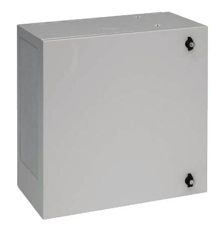 Light weight for easy mounting. Available with solid and window covers. Cabinets with solid doors are plenum rated. Covers are secured with screws, optional quick release latches are available.