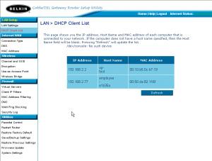 USING THE WEB-BASED ADVANCED USER INTERFACE Viewing the DHCP Client List Page You can view a list of the computers (known as clients), which are connected to your network.
