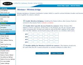 USING THE WEB-BASED ADVANCED USER INTERFACE 6. You will see the Router s user interface in the browser window. Click Wireless Bridge (2) on the left-hand side of the screen.
