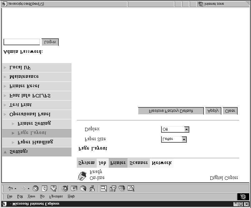 6Printer Tab 6.1.2 Page Layout This screen appears when you click the Page Layout sub-menu under the Settings menu. Use this screen to configure the print document page layout.